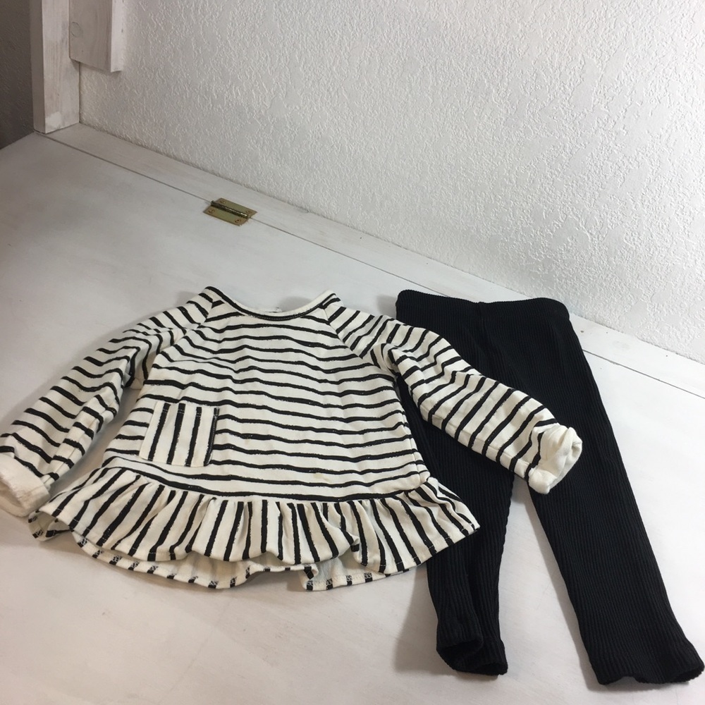 Focus Toddle 2 Pc Set Black n White Striped Size18 Months